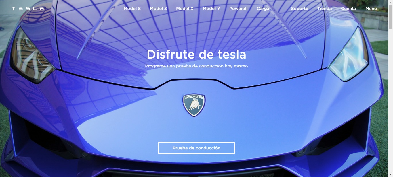 Clon de la landing Page de Tesla